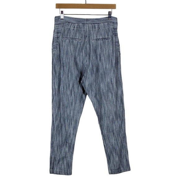 Free People High Rise Vertical Stripe Tapered Leg Cotton Pants Blue White Size 6 - Picture 4 of 6